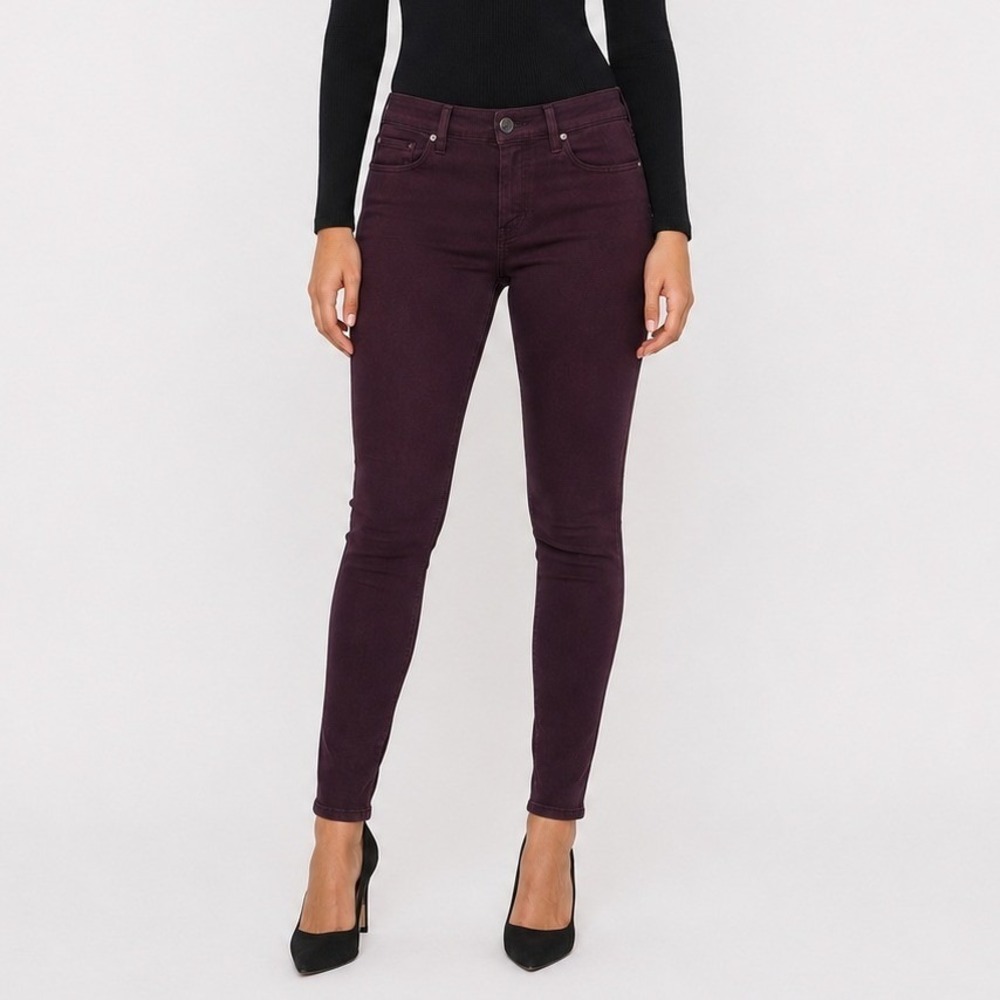 PAIGE Verdugo Ankle Petite Jeans 29 Cherry Noir Mid Rise Ultra Skinny‎ Grunge